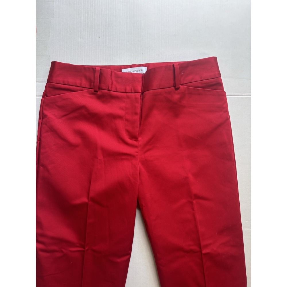 Liz Claiborne Women's Emma Slim Leg Ankle Pants Red Sz 2 - Picture 4 of 7